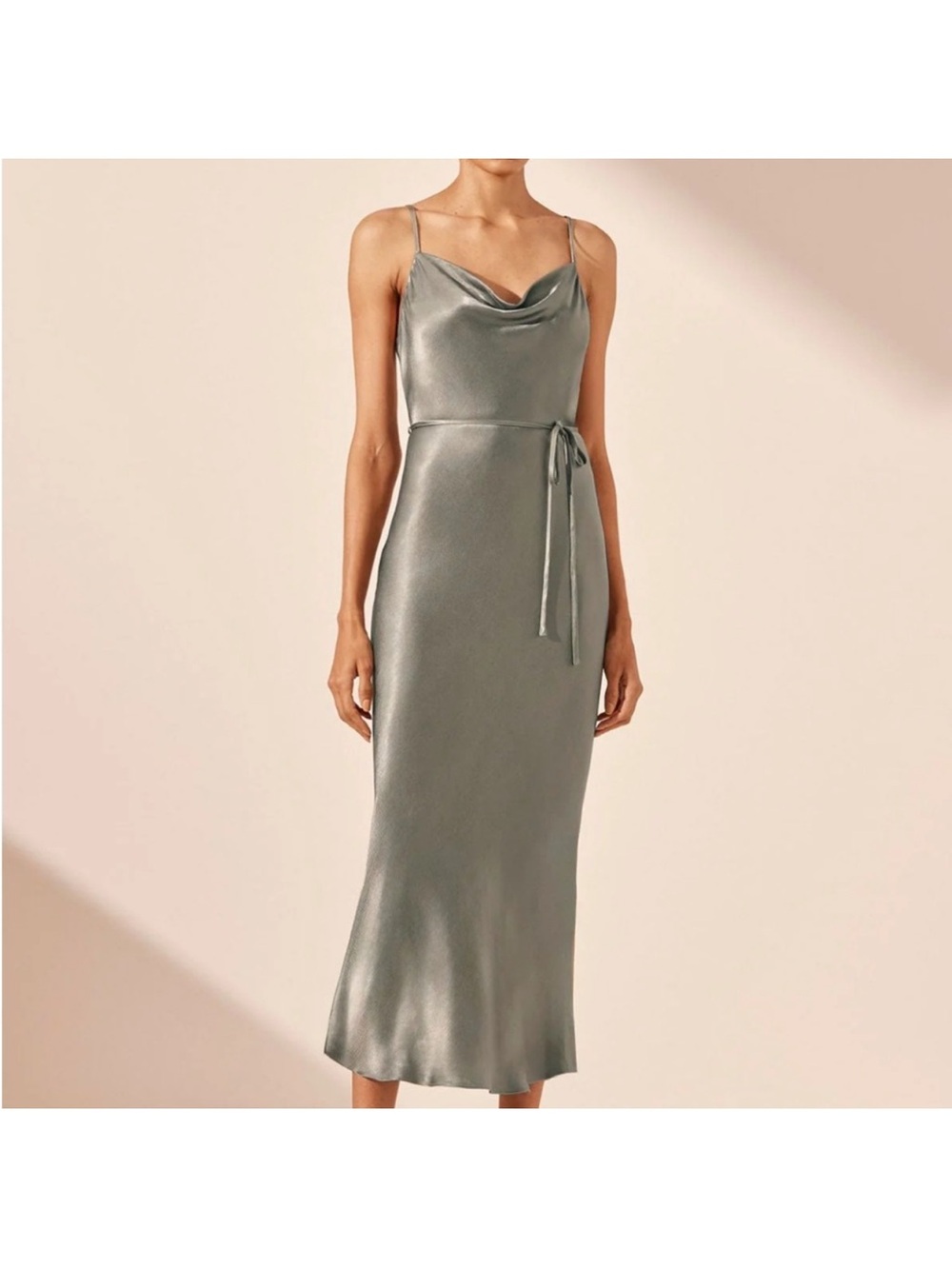 Gorgeous Shona Joy La Lune Bias Cowl Midi Dress in Sage, size US 4 / AUS 8.